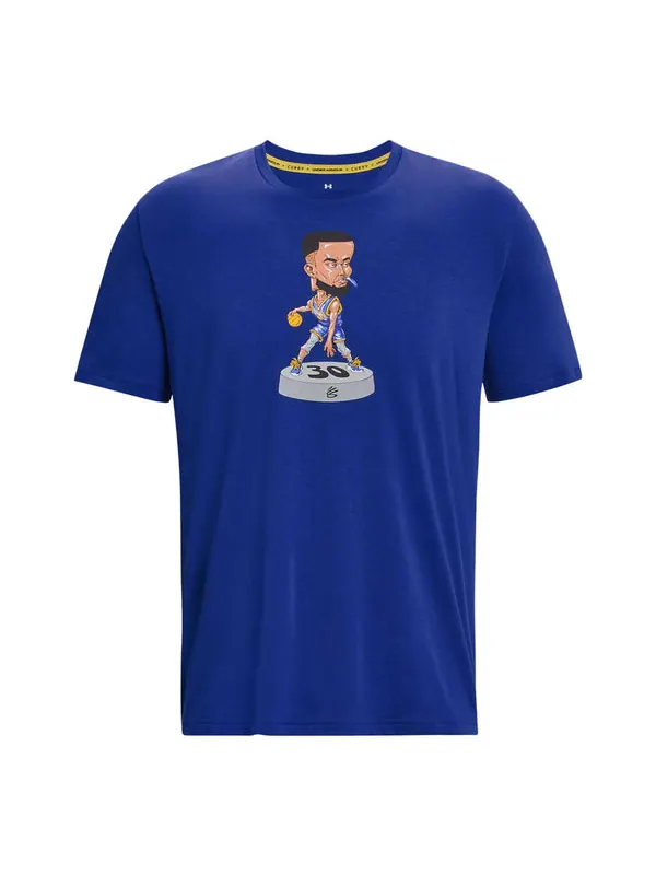 Футболка curry bobble head basketball t-shirt 'royal blue' Under Armour — изображение 1 из 4, синий