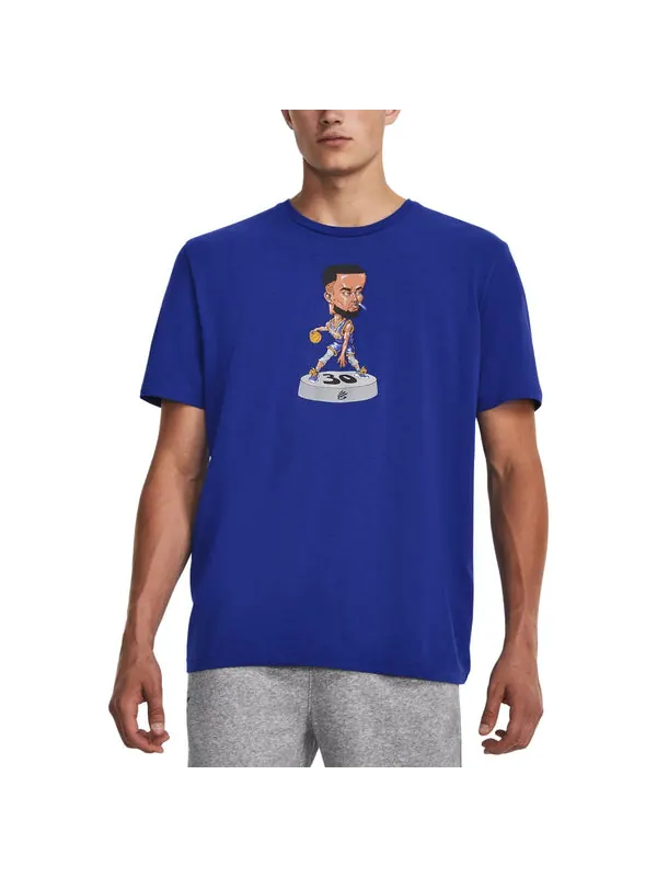 Футболка curry bobble head basketball t-shirt 'royal blue' Under Armour — изображение 3 из 4, синий