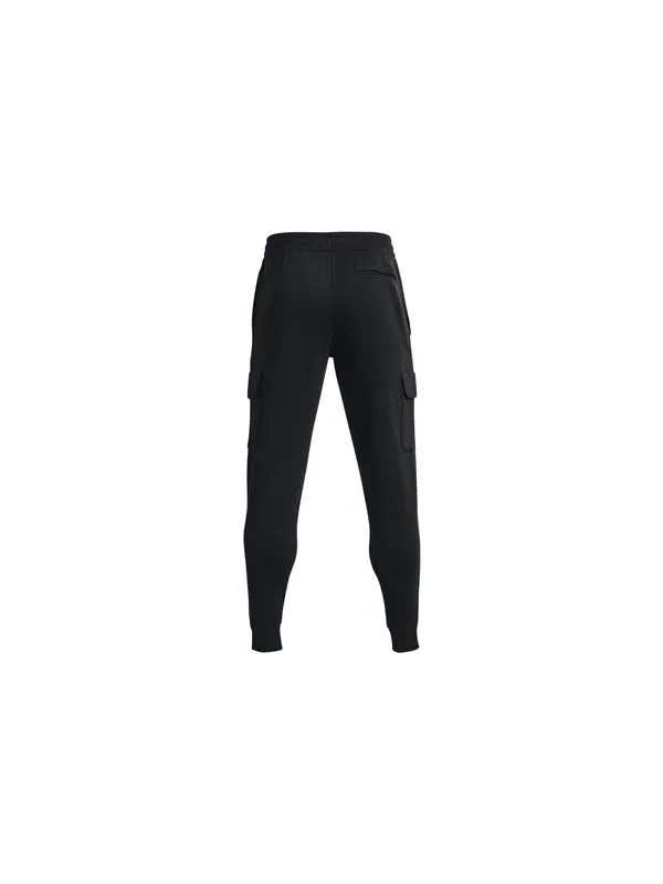 Брюки rival fleece cargo joggers 'black white' Under Armour — изображение 2 из 4, черный/белый