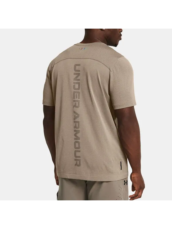 Футболка vanish elite seamless wordmark t-shirt 'light brown' Under Armour — изображение 2 из 2, коричневый