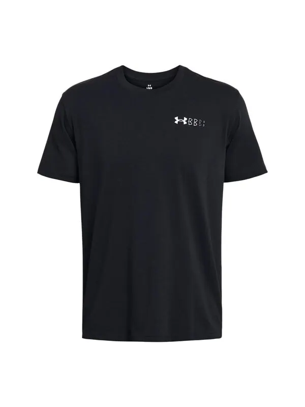 Футболка heavyweight left chest logo repeat t-shirt 'black white' Under Armour — изображение 1 из 2, черный/белый