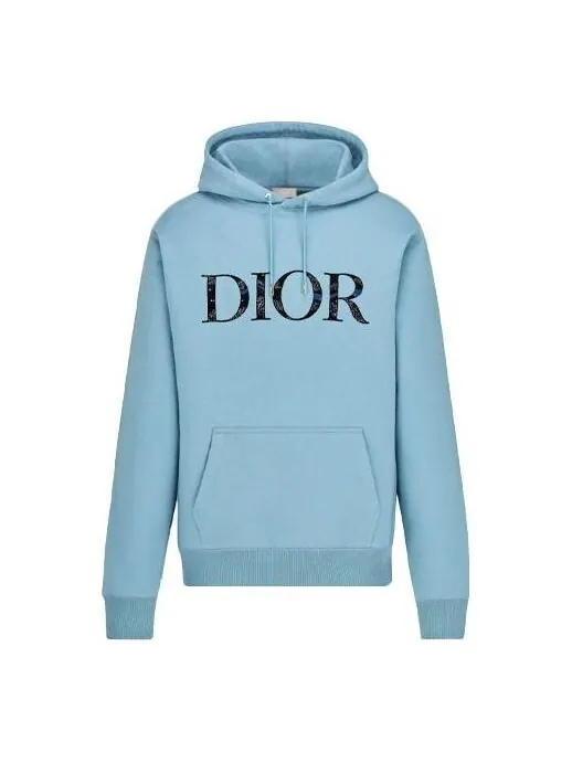 Толстовка men's x peter doig crossover fw21 cotton fleece material light blue Dior