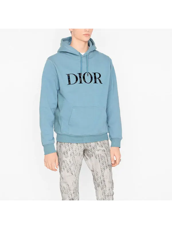 Толстовка men's x peter doig crossover fw21 cotton fleece material light blue Dior — изображение 3 из 4, светлый синий