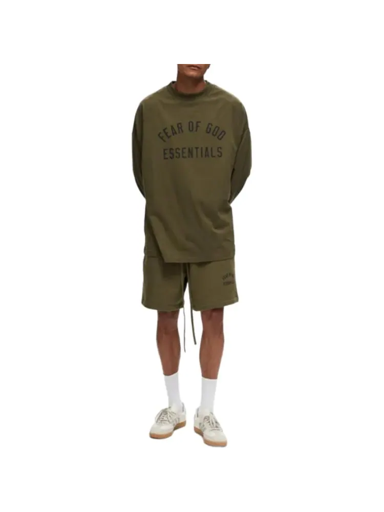 Спортивные шорты Fear of God Essentials Fleece Soccer Short 'Olive' — изображение 3 из 5, оливковый зеленый