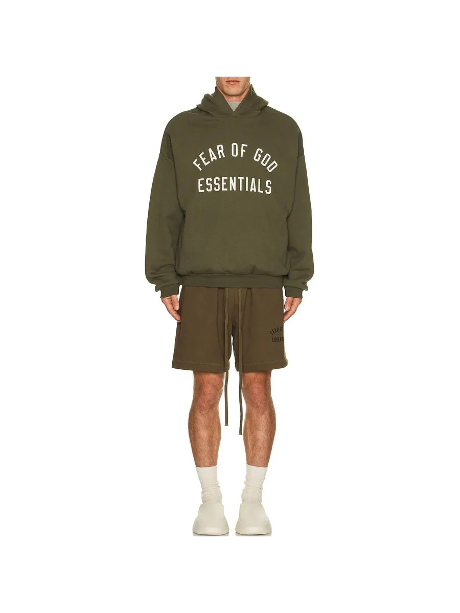 Спортивные шорты Fear of God Essentials Fleece Soccer Short 'Olive' — изображение 5 из 5, оливковый зеленый