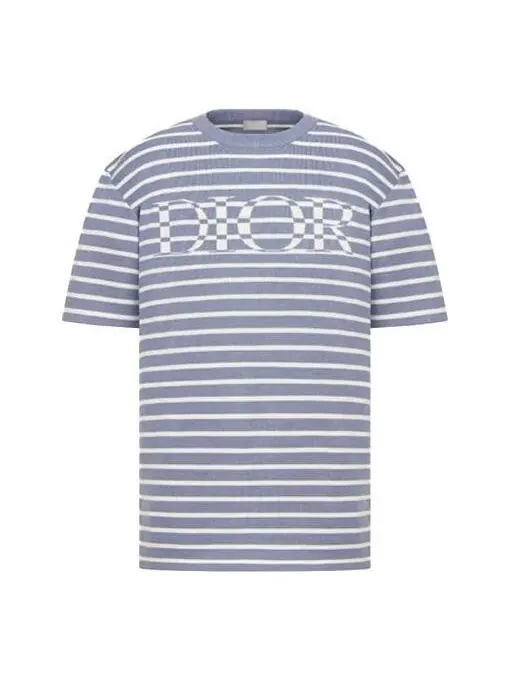 Футболка men's ss21 material stripe short sleeve blue Dior