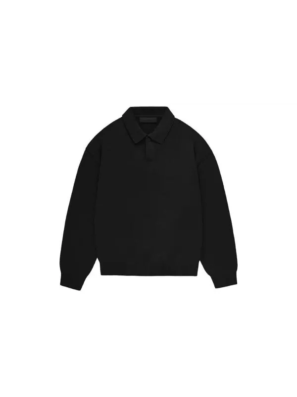 Рубашка fw23 knit polo shirt 'jet black' Fear Of God Essentials — изображение 2 из 4, черный