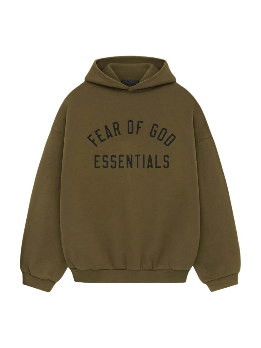 Худи Fear of God Essentials Fleece Hoodie 'Olive' — изображение 1 из 6, оливковый зеленый