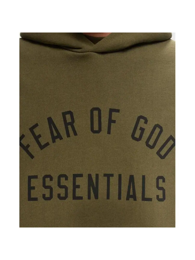 Худи Fear of God Essentials Fleece Hoodie 'Olive' — изображение 5 из 6, оливковый зеленый