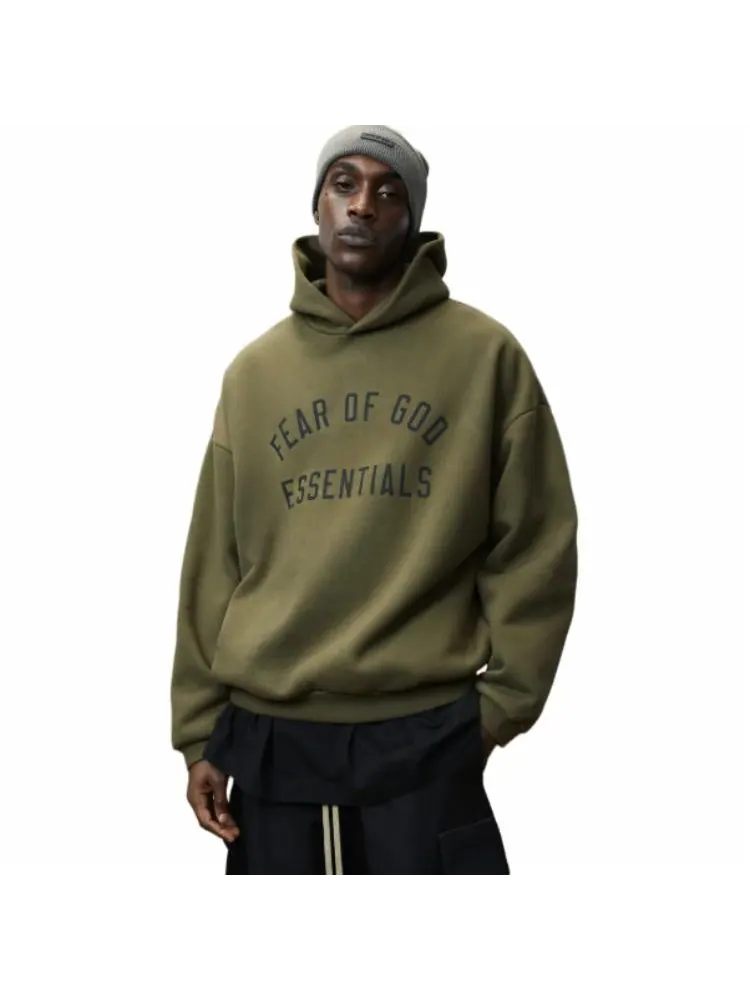 Худи Fear of God Essentials Fleece Hoodie 'Olive' — изображение 6 из 6, оливковый зеленый