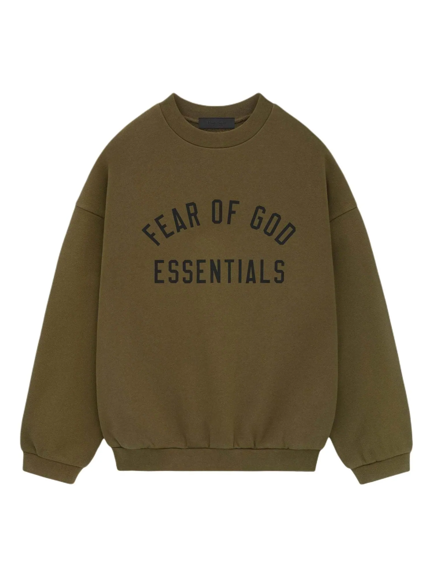 Флисовая толстовка с круглым вырезом Fear of God Essentials — изображение 1 из 5, оливковый
