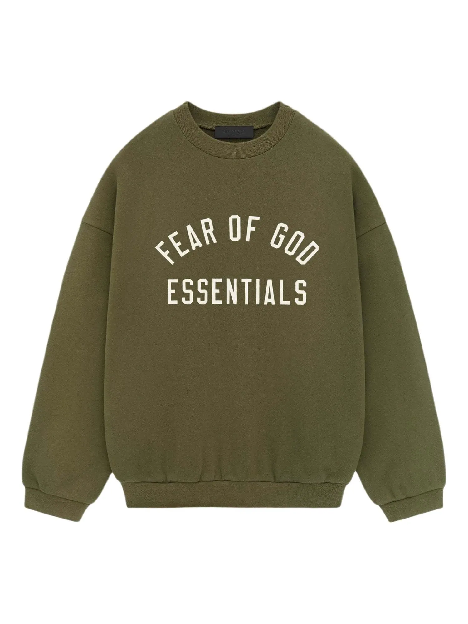 Топ Fear of God Essentials Fleece Crewneck 'Military' — изображение 1 из 5, оливковый зеленый