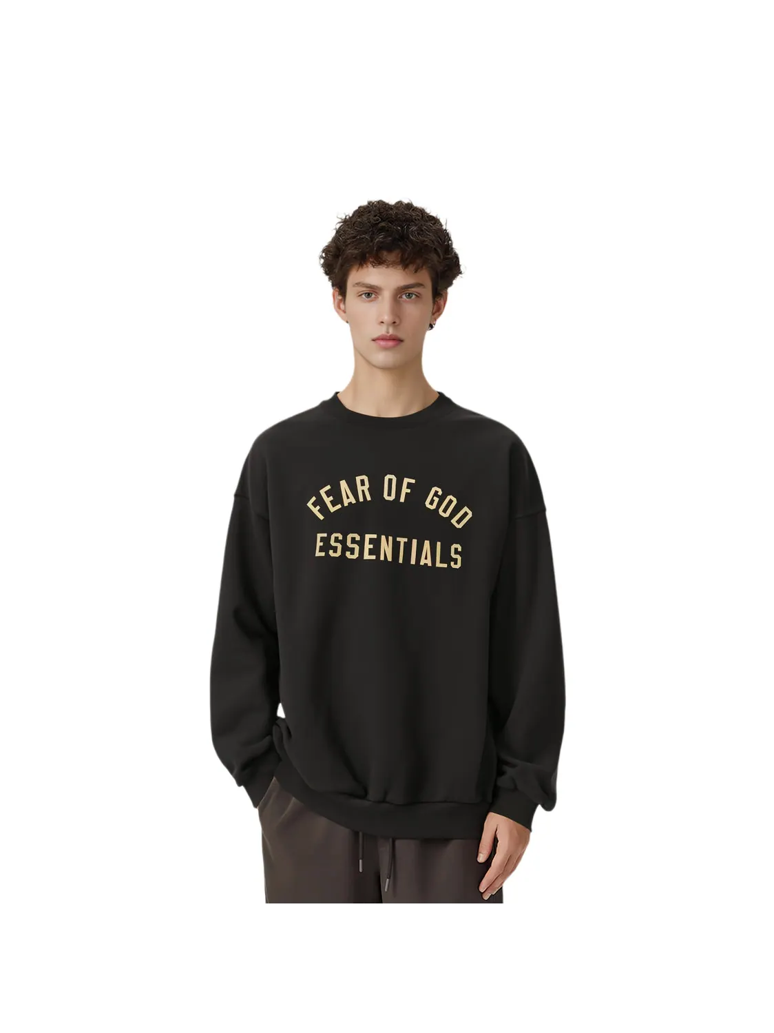 Топ Fear of God Essentials Fleece II Crewneck 'Black' — изображение 3 из 3, черный