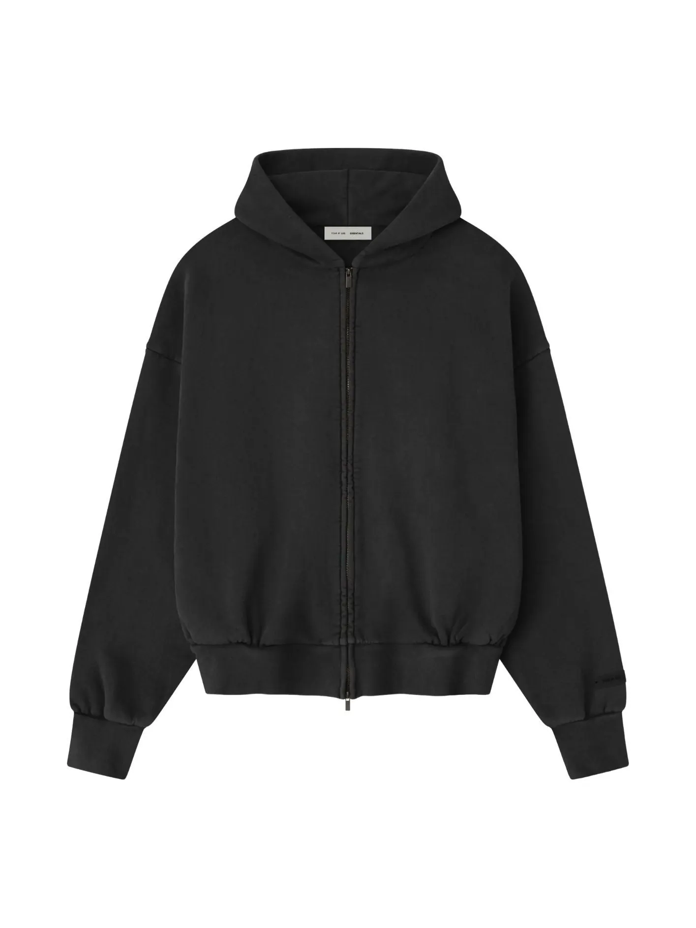 Толстовка на молнии Fear of God Essentials с вышивкой, классическая — изображение 1 из 2, винтажный черный