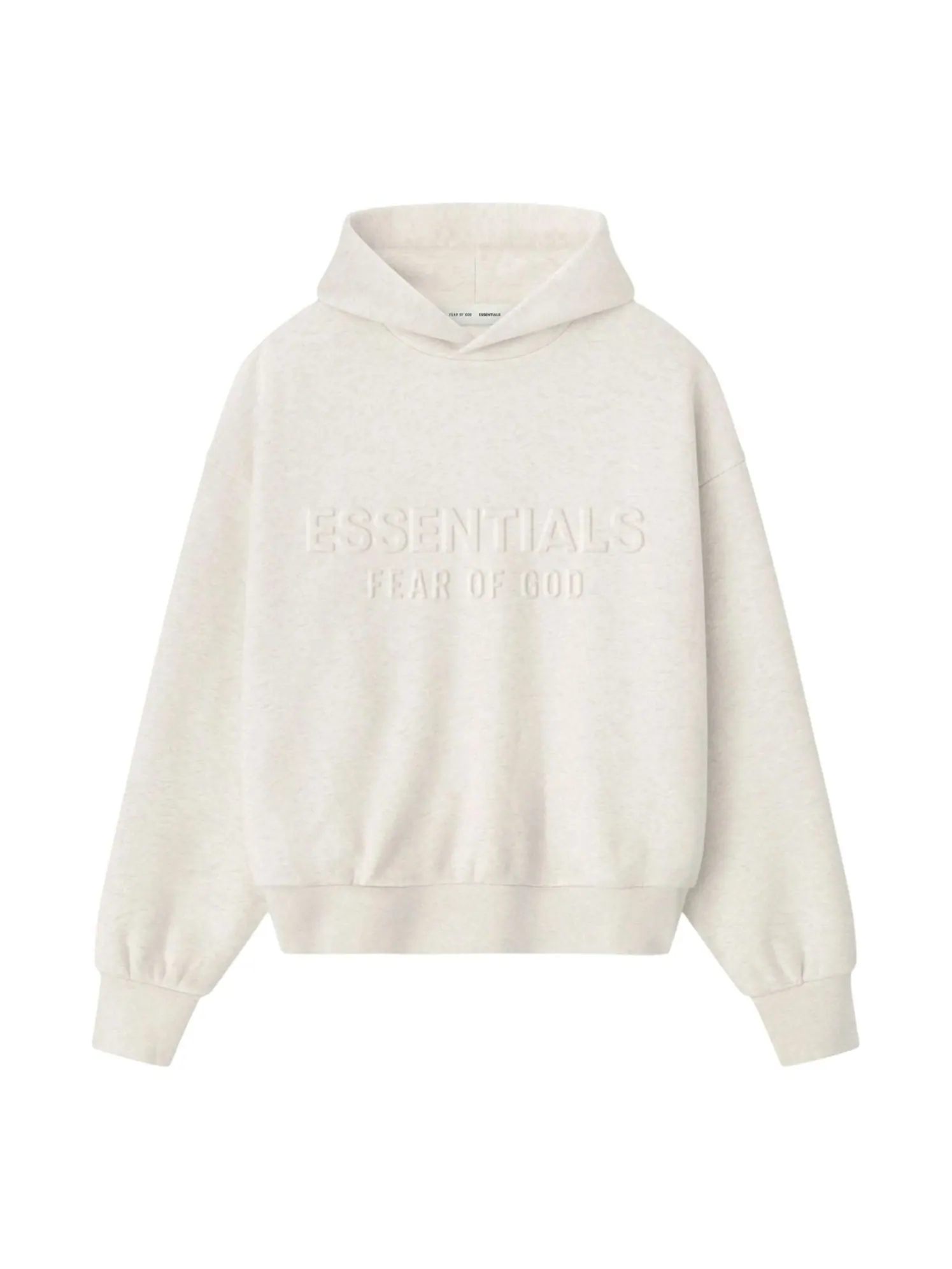 Толстовка Fear of God Essentials Embossed Classic Hoodie, цвет «Овсяный меланж» — изображение 1 из 2