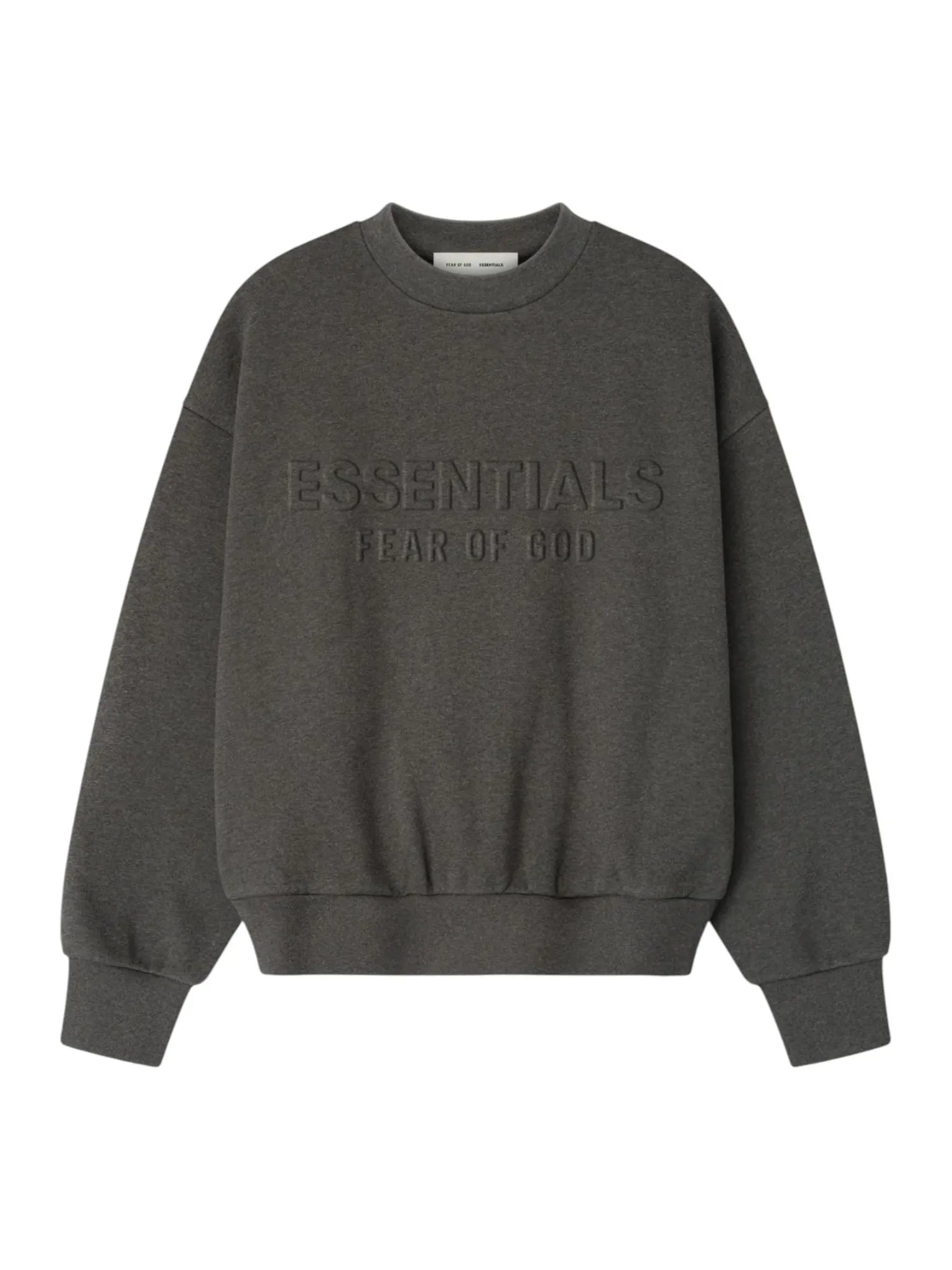 Свитшот Fear of God Essentials Embossed Classic Crewneck Sweatshirt — изображение 1 из 2, темно-серый