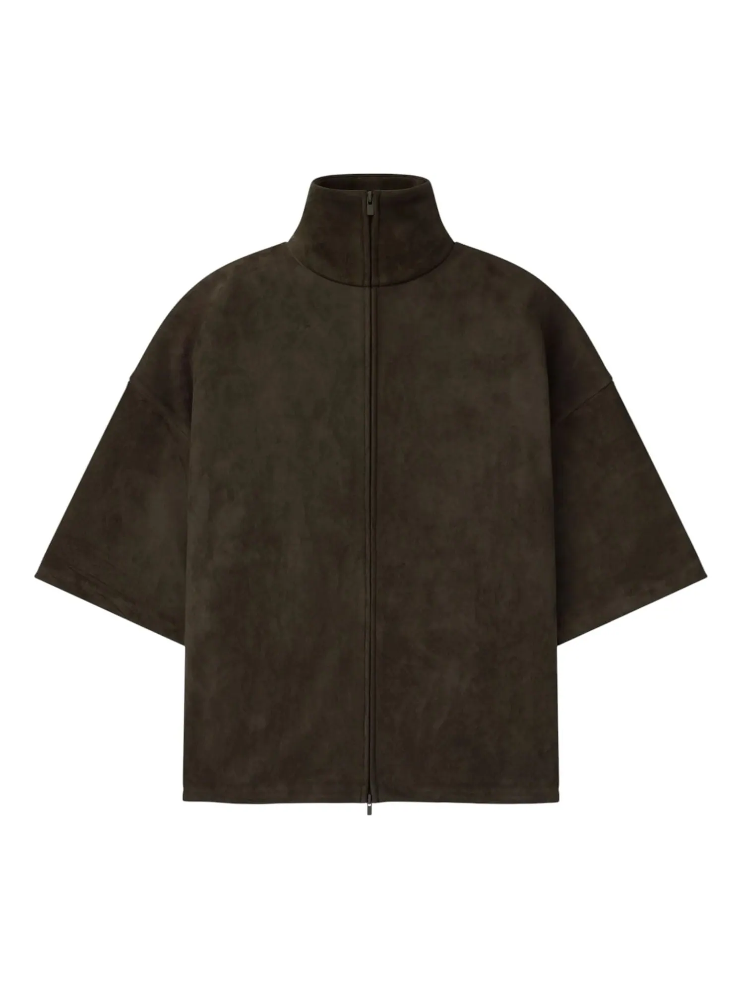 Куртка Fear of God Essentials из замшевого флиса с высоким воротником и рукавами 3/4 — изображение 1 из 2, коричневый