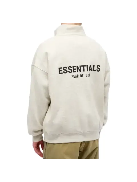 Топ Fear of God Essentials Mockneck Half Zip Sweatshirt 'Light Heather Oatmeal' — изображение 2 из 2, серый