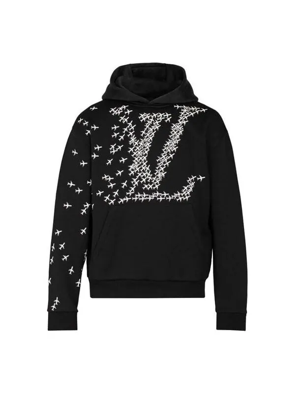 Толстовка lv printed hooded long sleeve sweatshirt for men black Louis Vuitton — изображение 1 из 4, черный