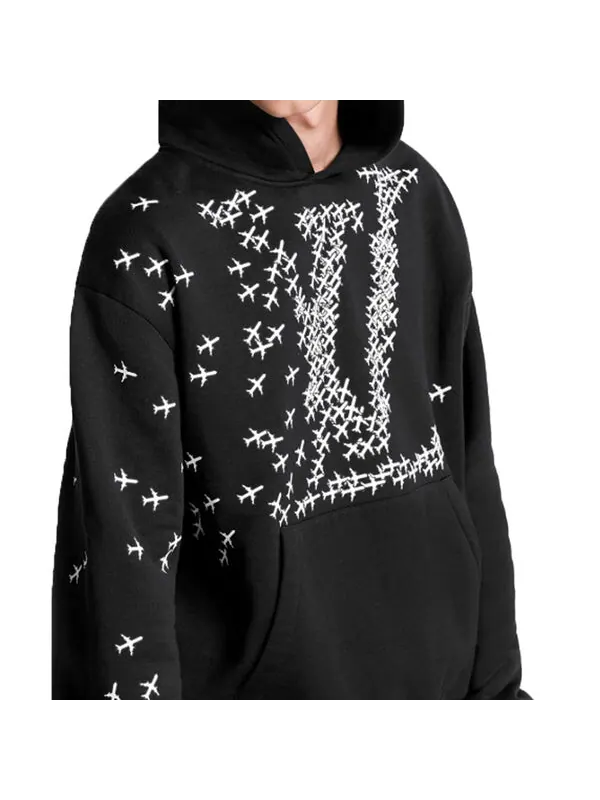 Толстовка lv printed hooded long sleeve sweatshirt for men black Louis Vuitton — изображение 4 из 4, черный