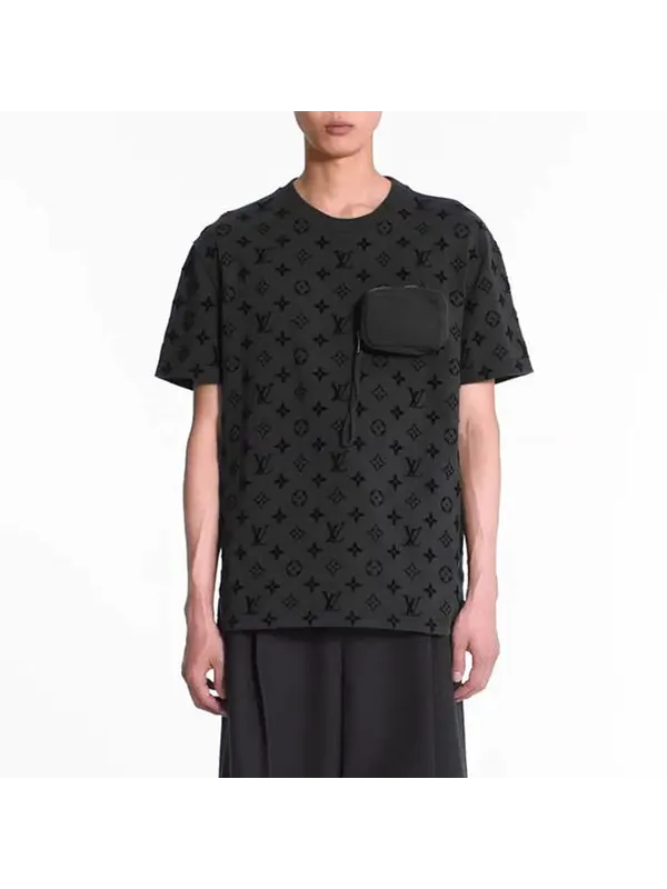 Футболка lv ss20 monogram velcro for men grey Louis Vuitton — изображение 2 из 4, светлый серый