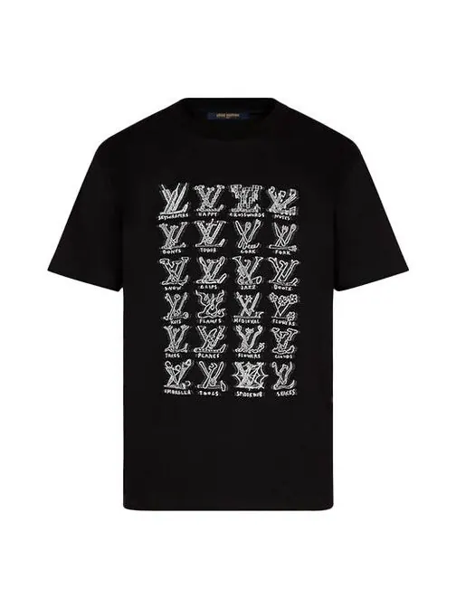 Футболка Men's LOUIS VUITTON Logo Printing Round Neck Short Sleeve Black — изображение 1 из 4, черный
