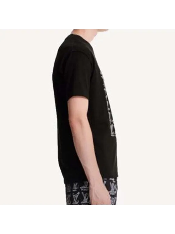 Футболка Men's LOUIS VUITTON Logo Printing Round Neck Short Sleeve Black — изображение 4 из 4, черный