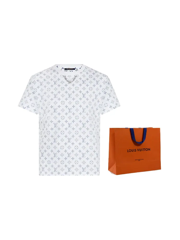 Футболка LOUIS VUITTON SS22 Collar Chain Logo Short Sleeve Unisex White — изображение 2 из 8, белый