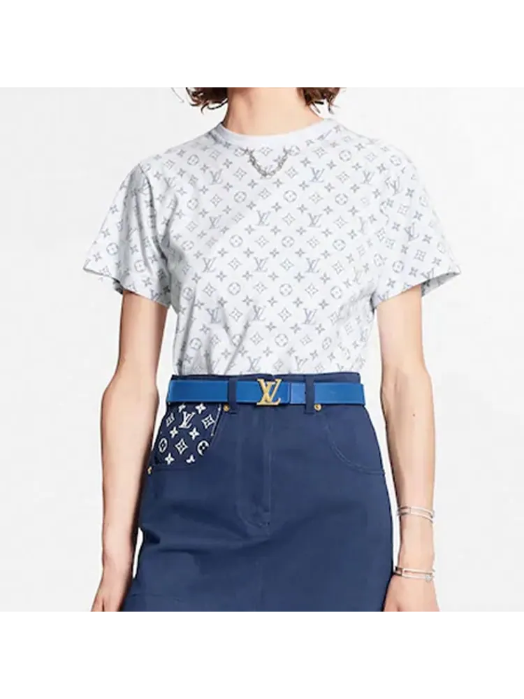 Футболка LOUIS VUITTON SS22 Collar Chain Logo Short Sleeve Unisex White — изображение 3 из 8, белый