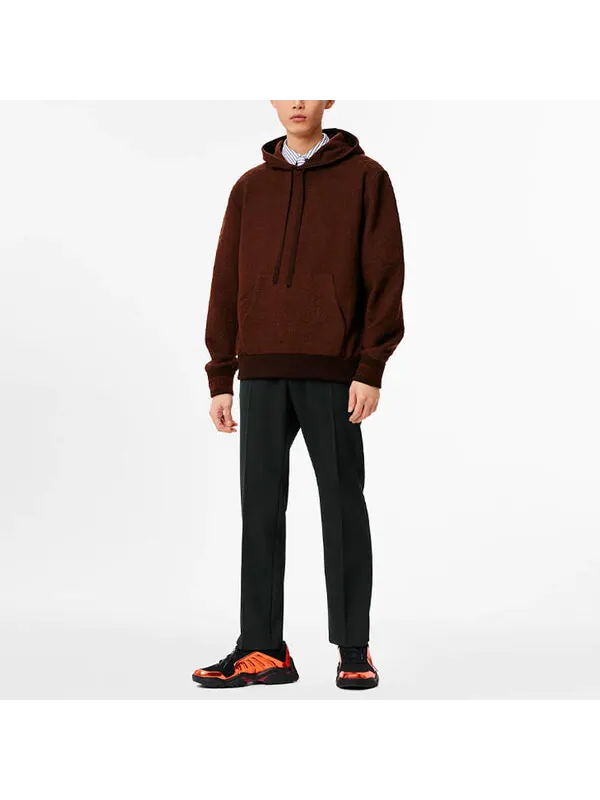Толстовка men's fw21 solid color drawstring hooded long sleeves pullover brown Louis Vuitton — изображение 2 из 4, коричневый