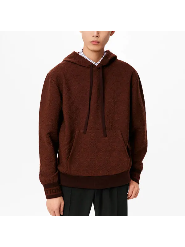 Толстовка men's fw21 solid color drawstring hooded long sleeves pullover brown Louis Vuitton — изображение 4 из 4, коричневый