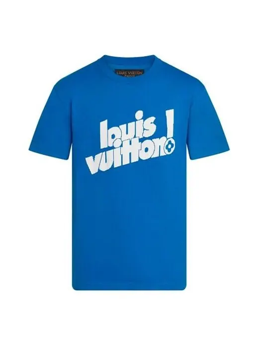 Футболка men's fw21 round neck logo alphabet printing classic short sleeve blue Louis Vuitton — изображение 1 из 4, синий