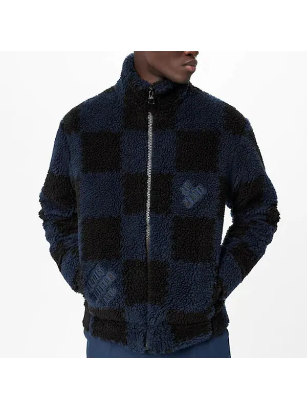 Куртка x nigo2 crossover lv2 ss22 grid lamb's wool zipper stand collar jacket autumn blue Louis Vuitton — изображение 3 из 4
