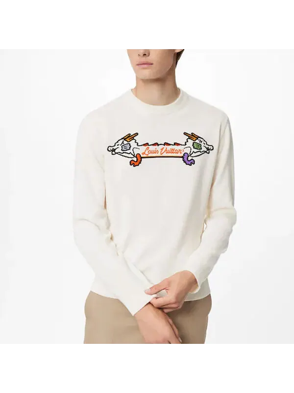 Толстовка men's x nigo2 crossover lv2 ss22 dragon cartoon printing pullover white Louis Vuitton — изображение 3 из 4, белый