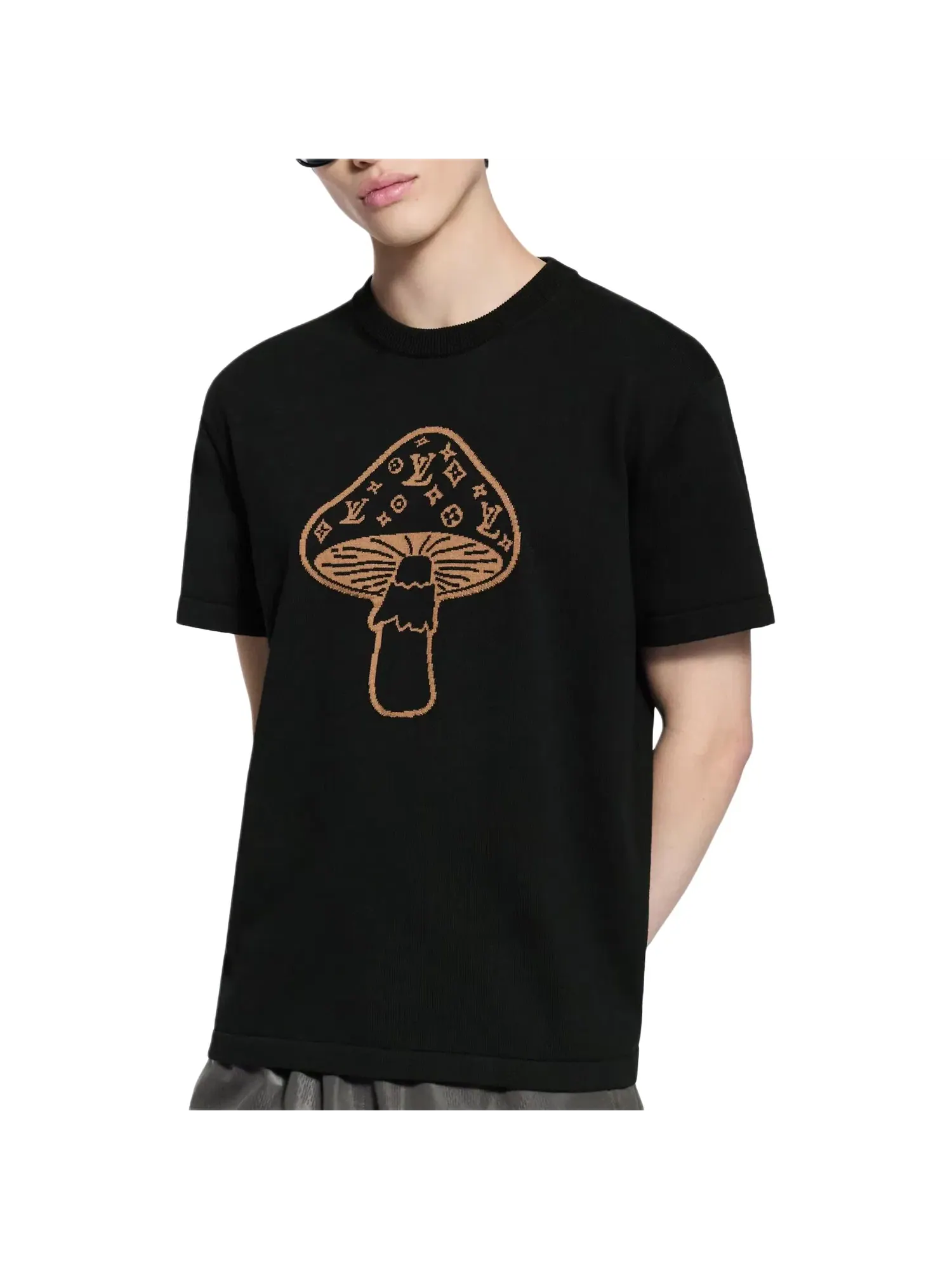 Мужская футболка с интарсией Intarsia Mushroom LOUIS VUITTON — изображение 3 из 3, черный