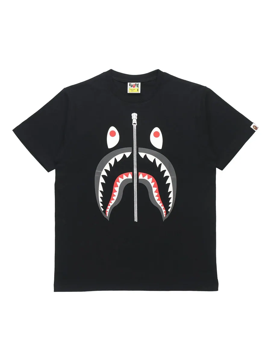 Футболка A Bathing Ape Half Zip Shark Tee 'Black' — изображение 1 из 2