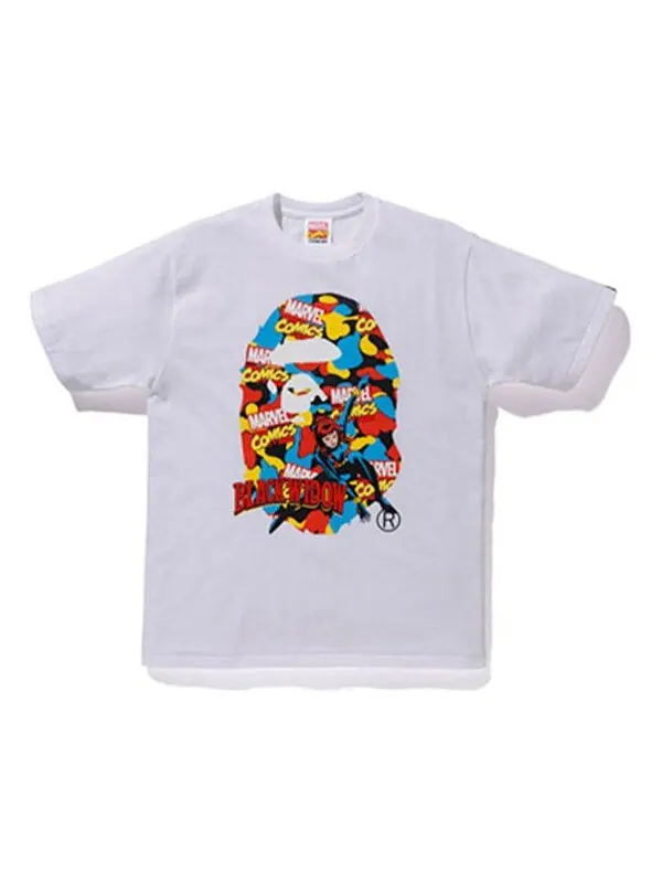 Футболка BAPE Marvel Crossover Black Printing Short Sleeve t Unisex White — изображение 1 из 2, белый