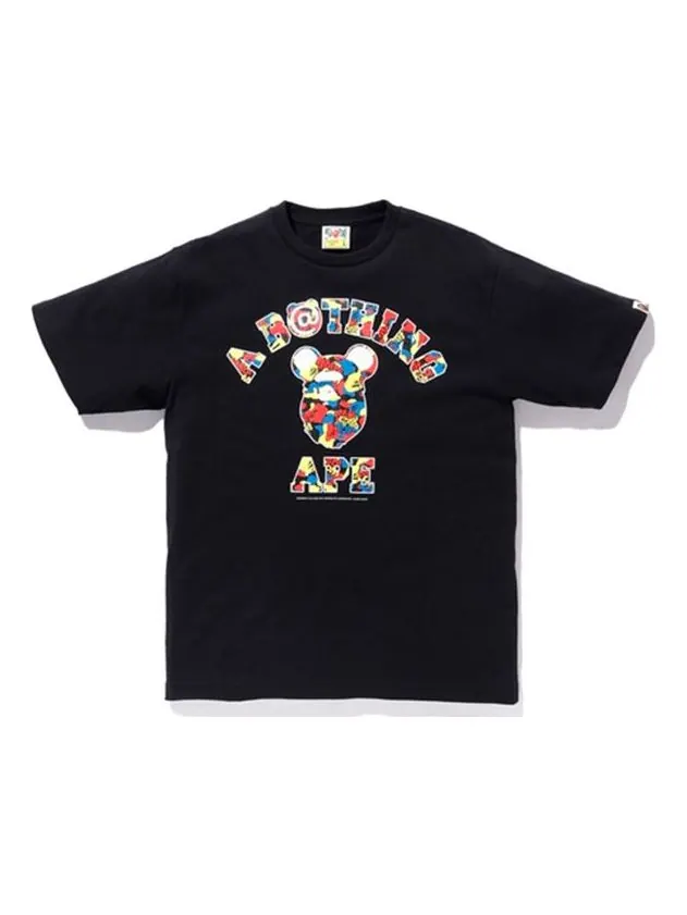 Футболка A Bathing Ape x Medicom Toy Camo College Tee 'Black' — изображение 1 из 2