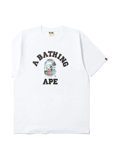Футболка plaid small short sleeve tee 'white' A Bathing Ape — изображение 1 из 4, белый
