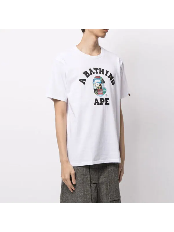 Футболка plaid small short sleeve tee 'white' A Bathing Ape — изображение 4 из 4, белый