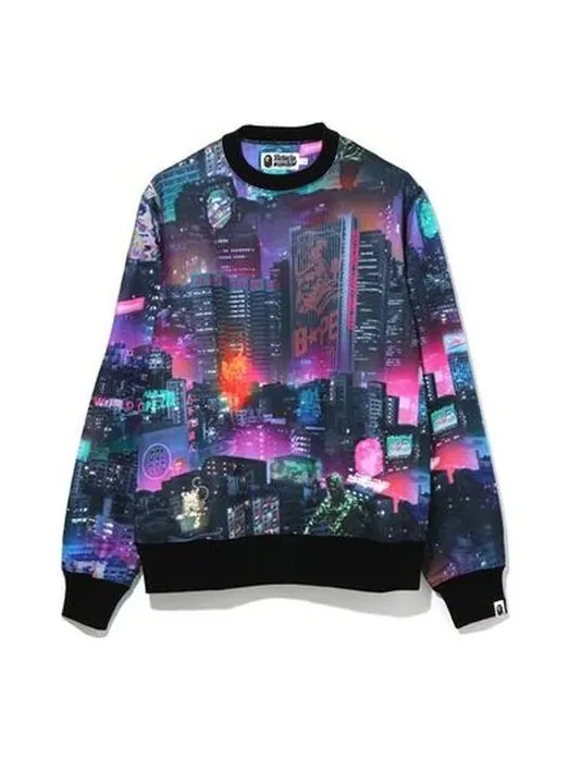 Толстовка neon tokyo crewneck pullover 'multicolor' A Bathing Ape — изображение 1 из 4, бежевый