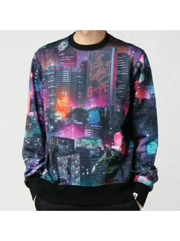 Толстовка neon tokyo crewneck pullover 'multicolor' A Bathing Ape — изображение 2 из 4, бежевый