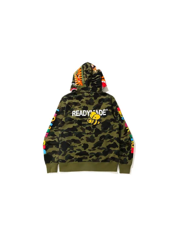 Толстовка Men's BAPE x READYMADE Crossover TIGER Shark Jacket Green Camouflage — изображение 3 из 3, зеленый
