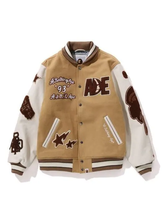 Куртка-бомбер A Bathing Ape BAPE Multi Motif Varsity Jacket — изображение 1 из 2, бежевый