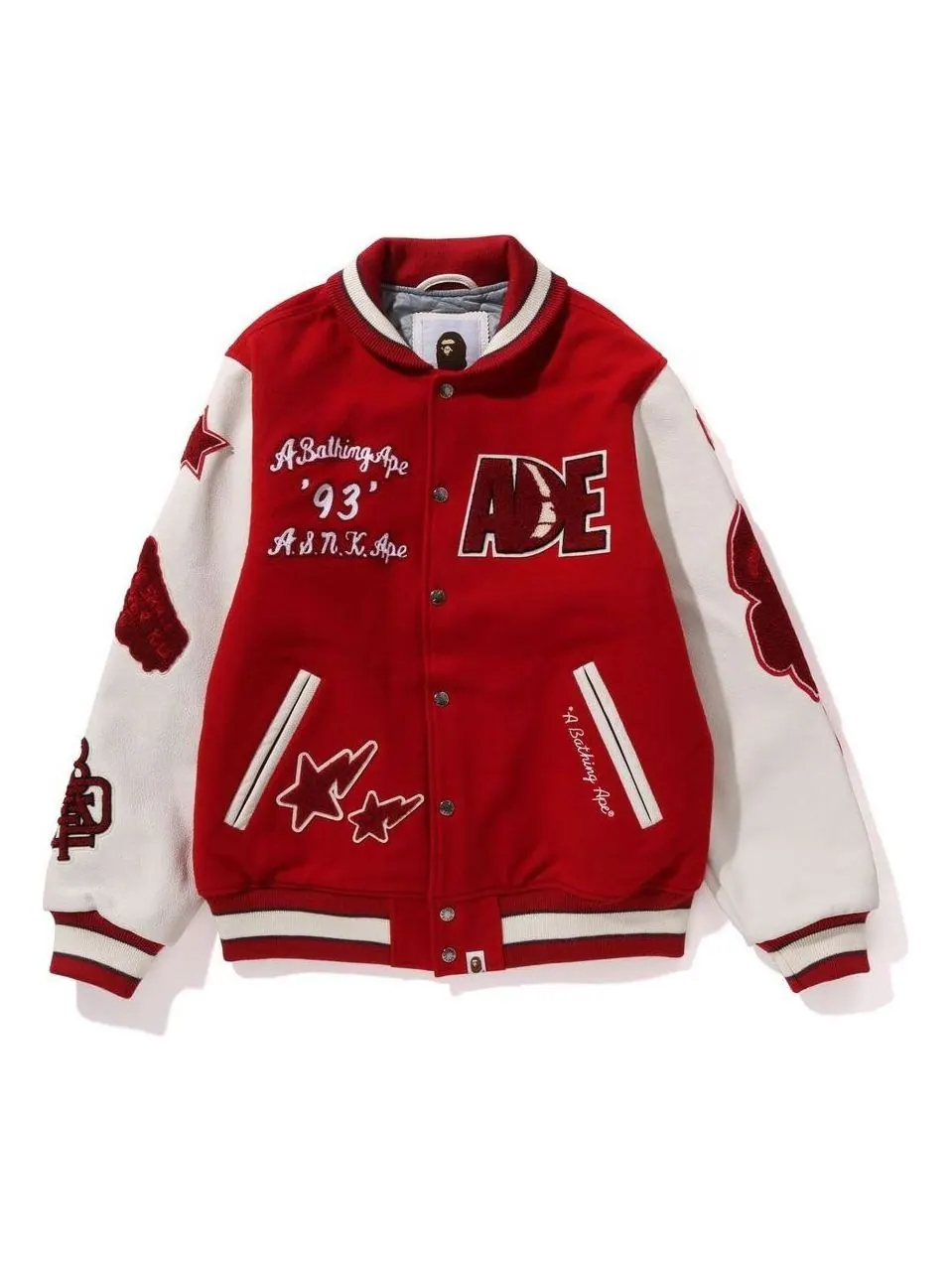 Куртка-бомбер A Bathing Ape BAPE Multi Motif Varsity Jacket — изображение 1 из 2, красный