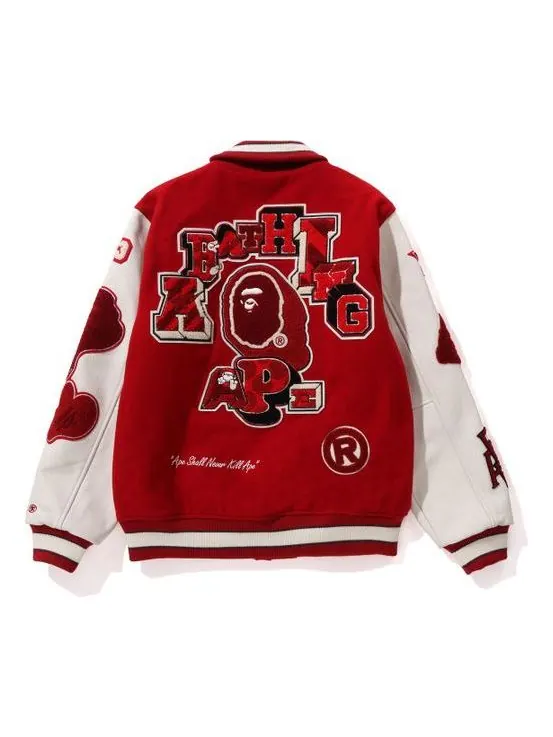 Куртка-бомбер A Bathing Ape BAPE Multi Motif Varsity Jacket — изображение 2 из 2, красный