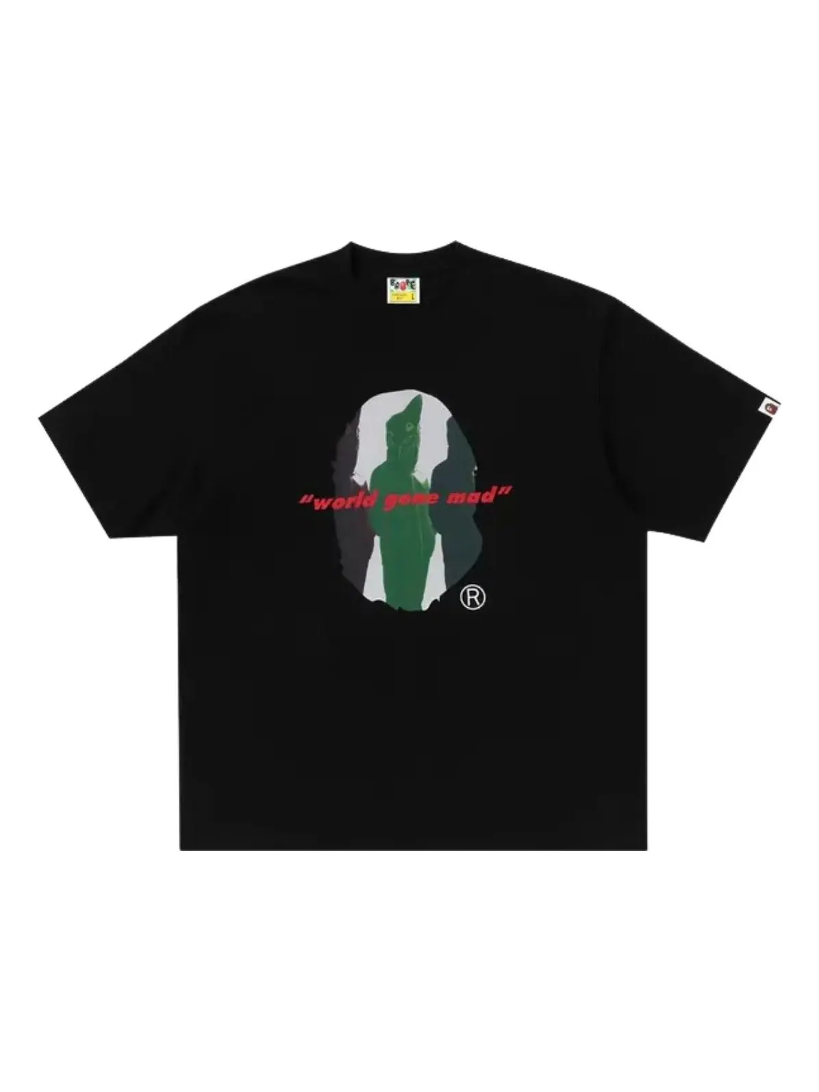 Футболка свободного кроя "A Bathing Ape Shark Seijin Ape Head" 'Black' — изображение 1 из 2, черный