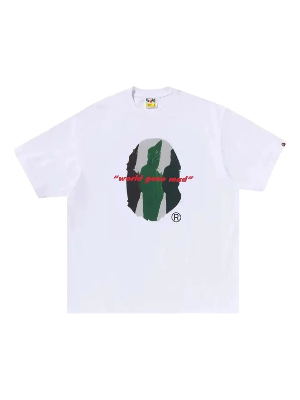 Футболка свободного кроя "A Bathing Ape Shark Seijin Ape Head" 'White' — изображение 1 из 2, белый