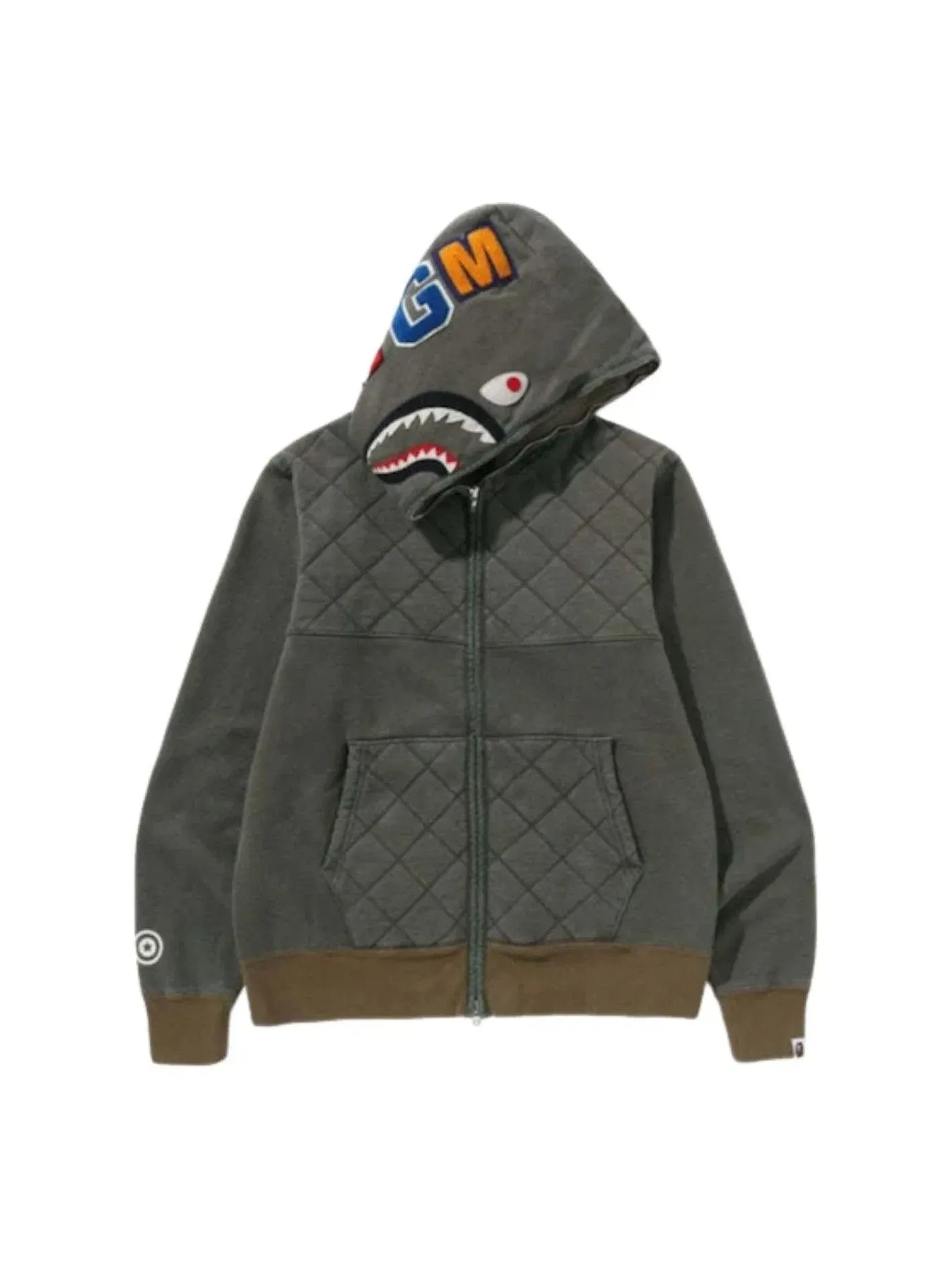 Мужское худи с полной застежкой-молнией A Rising Bape Military Shark A Bathing Ape — изображение 1 из 4, оливковый зеленый