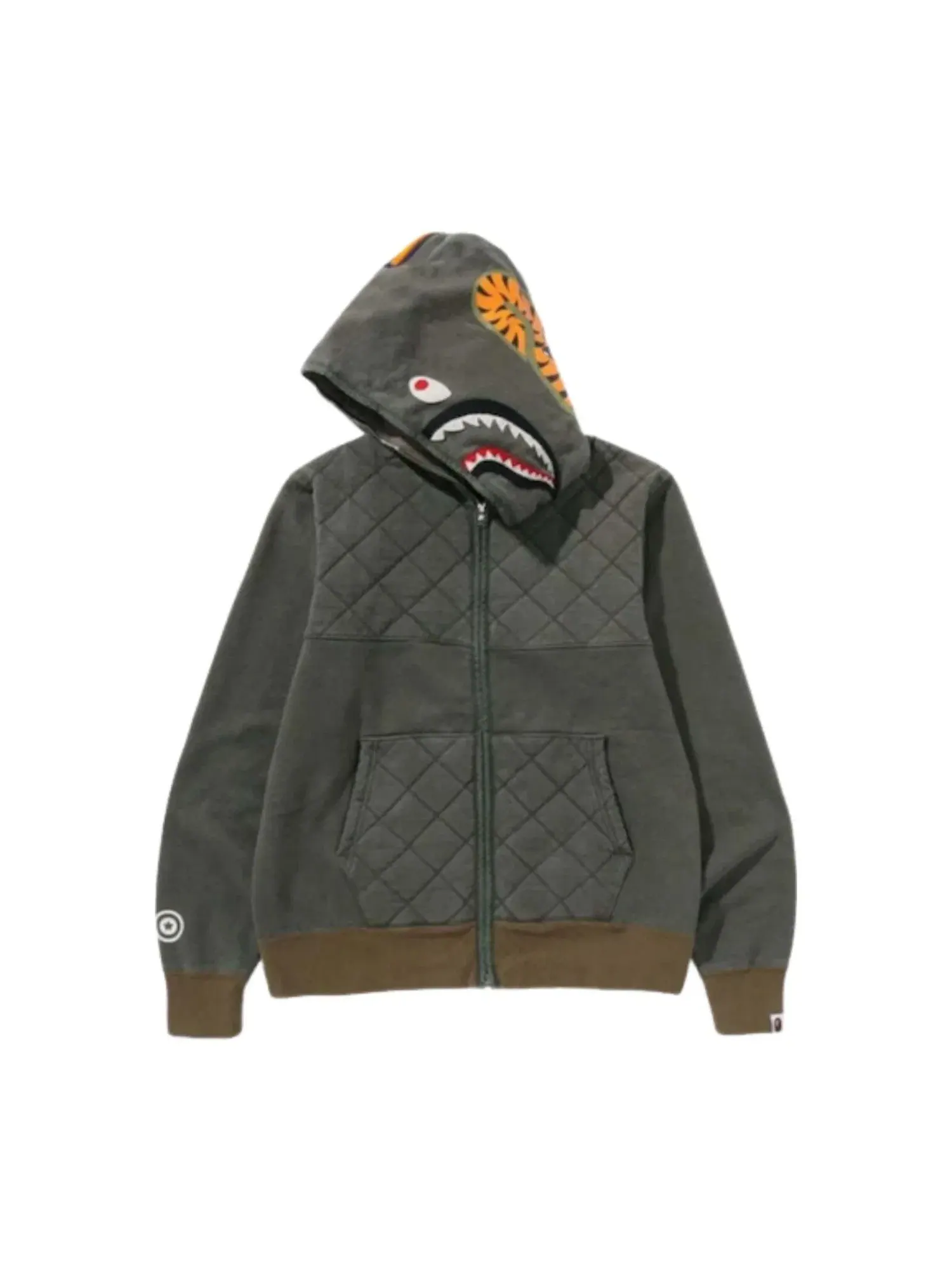 Мужское худи с полной застежкой-молнией A Rising Bape Military Shark A Bathing Ape — изображение 3 из 4, оливковый зеленый